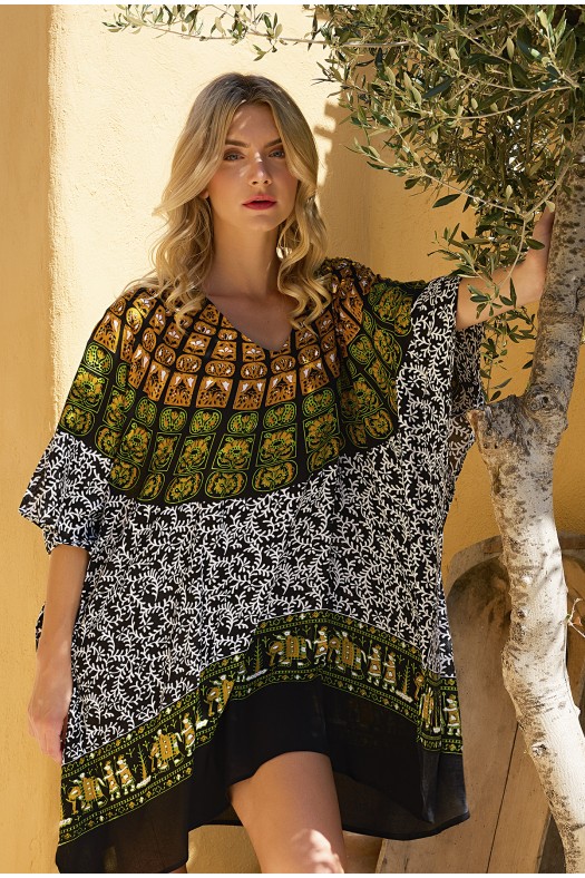 PONCHO SHORT MANDALA PRIMITIF IND/SIA